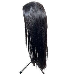 Natural Black Human Hair Straight Face Framing Glueless 24 Inch Wig